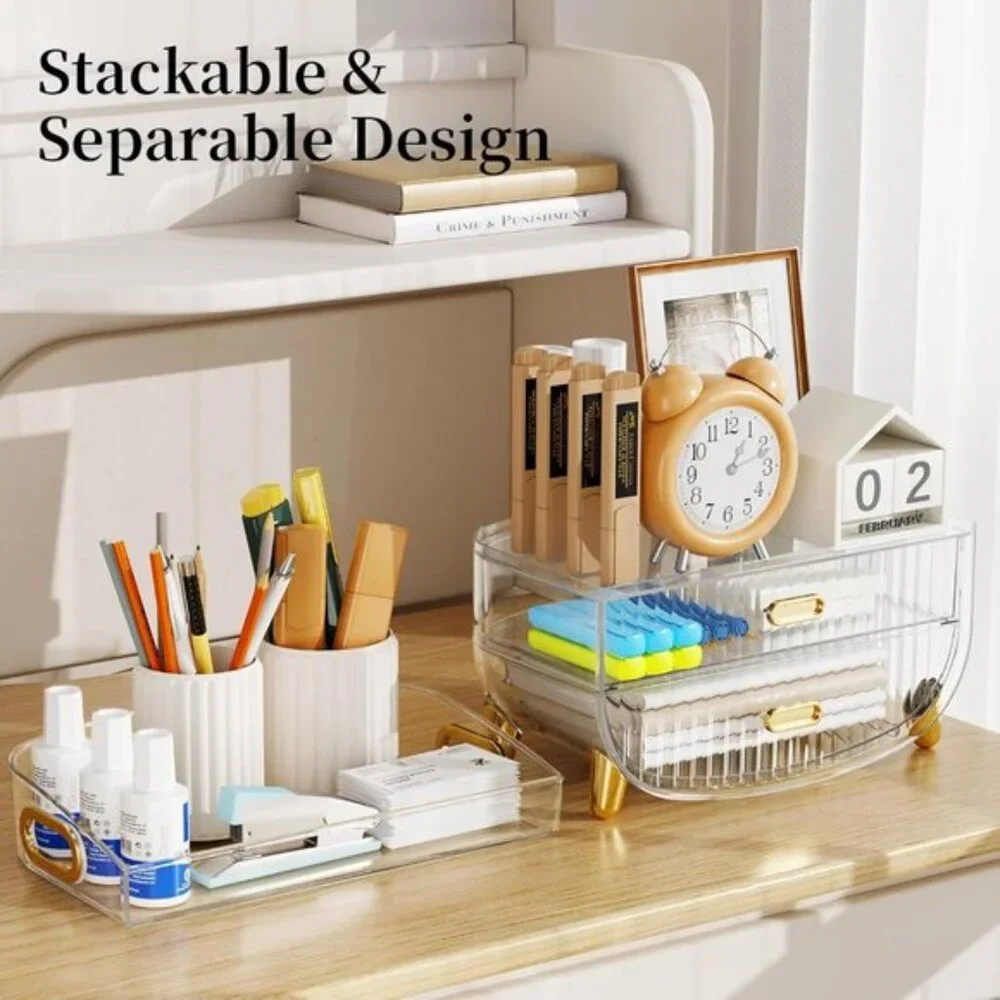 New Clear Makeup Organizer with Drawers, Stylish Vanity & Room Counter Storage